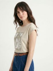 Koszulka z nadrukiem kwiatowym z wiskozą - zielony. Zielone t-shirty damskie Sinsay, l, bez wzorów, z wiskozy, bez kołnierzyka. Za 35.99 zł.