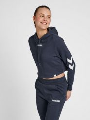 Damska bluza z kapturem crop top Hummel hmlLEGACY. Niebieskie bluzy damskie Hummel, s, bez wzorów, z bawełny, z kapturem. Za 176.10 zł.