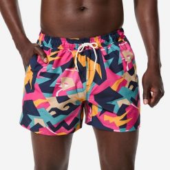 Spodenki surfingowe męskie Decathlon 100 15" Retrovo. Niebieskie krótkie spodenki sportowe męskie Decathlon, l, bez wzorów, z materiału. Za 49.99 zł.