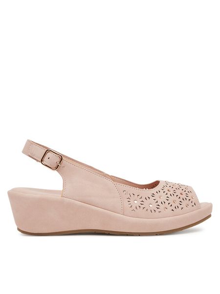 Clara Barson Sandały WFA3950-1 Różowy. Czerwone sandały damskie Clara Barson, bez wzorów, z materiału, bez obcasa, na koturnie, bez zapięcia. Za 119.99 zł.