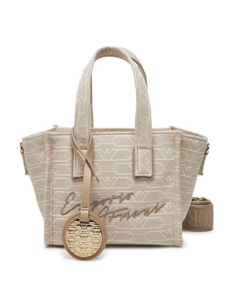 Emporio Armani Torebka EW000371 AF12993 F1073 Beżowy. Brązowe torebki do ręki damskie Emporio Armani, bez wzorów, z materiału, bez dodatków. Za 759.99 zł.