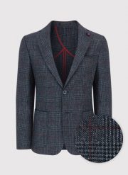 PAKO LORENTE – Granatowa marynarka casualowa w bordową kratę. Czerwone marynarki męskie Pako Lorente, bez wzorów, z jeansu, casualowe. Za 499.99 zł.