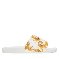 Klapki Versace Jeans Couture. Białe klapki męskie Versace Jeans Couture, z jeansu. Za 359.99 zł.