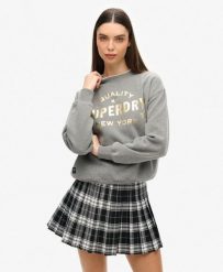 Bluza turystyczna damska Superdry Luxe Metallic. Szare bluzy damskie Superdry., m, bez wzorów, z bawełny, bez kaptura. Za 198.49 zł.
