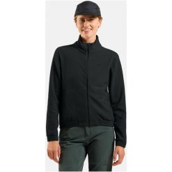 Bluza bez kaptura rozpinana Odlo Mid layer full zip CLASSIC FLEECE. Czarne bluzy damskie Odlo, bez wzorów, bez kaptura. Za 359.99 zł.