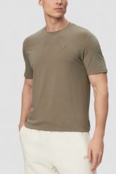 GUESS Zielony męski t-shirt z lampasami na krótki rękaw Hedley, Rozmiar S. Zielone t-shirty męskie Guess, m, z aplikacjami, sportowe, bez kołnierzyka. W wyprzedaży za 65.99 zł.