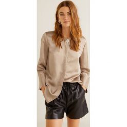 Mango - Bluzka Piyama. Brązowe bluzki damskie Mango, z materiału, eleganckie, z okrągłym kołnierzem. Za 199.90 zł.