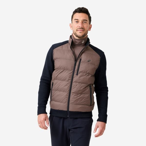 Kurtka do golfa męska ciepła hybrydowa CW900. Brązowe buty sportowe męskie INESIS, l, bez wzorów, z dzianiny, na golfa. Za 199.99 zł.