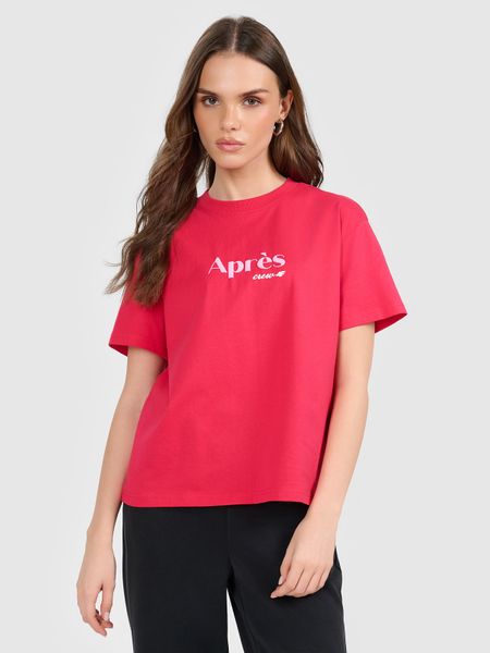 Жіночий boxy T-shirt з принтом - червоний. T-shirty damskie 4f, xs, bez wzorów, bez kołnierzyka. W wyprzedaży za 219.90 zł.