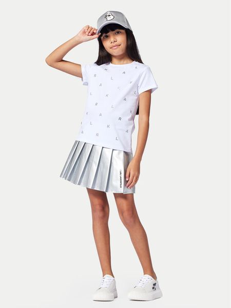 Karl Lagerfeld Kids T-Shirt Z30571 S Biały Regular Fit. Białe t-shirty i topy dla dziewczynek Karl Lagerfeld Kids, bez wzorów, z bawełny, bez ramiączek. Za 159.99 zł.