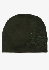 Ciemnozielona Czapka Beanie z Kaszmirem w Cyrkonie Roccio. Zielone czapki i kapelusze damskie Born2be, bez wzorów, z dzianiny, klasyczne. Za 59.99 zł.