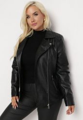 Czarna Kurtka Ramoneska z Imitacji Skóry Azzarella. Czarne kurtki damskie Born2be, xl, bez wzorów, ze skóry, bez kaptura. Za 169.99 zł.