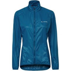Kurtka rowerowa W Matera Air Jacket. Niebieskie kurtki damskie Vaude, bez wzorów, z materiału, bez kaptura. Za 357.50 zł.
