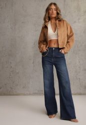 Niebieskie Jeansy Wide Leg Regular Waist z Bawełną i Domieszką Wiskozy Petocea. Niebieskie jeansy damskie Renee. Za 129.99 zł.