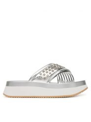Liu Jo Klapki Dreamy Sandal 05BA5091 EX187 Srebrny. Szare klapki damskie Liu Jo, bez wzorów, ze skóry, bez obcasa. Za 379.99 zł.