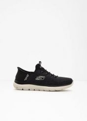 Sneakersy wsuwane Skechers. Czarne buty sportowe męskie bonprix, bez zapięcia. Za 419.99 zł.