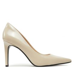 Szpilki Calvin Klein. Brązowe szpilki damskie Calvin Klein, bez wzorów, bez obcasa, bez zapięcia. Za 499.99 zł.