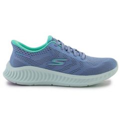 Buty Skechers Slip-ins: Go Walk Now - Khloe 125643-BLGR niebieskie. Niebieskie obuwie sportowe damskie bez wzorów, z materiału, trekkingowe. Za 544.84 zł.
