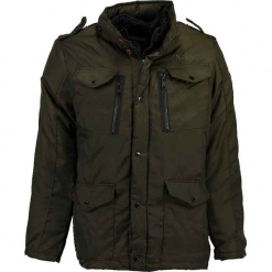 Parka "Divergence" w kolorze khaki. Brązowe parki męskie marki Geographical Norway Men, z aplikacjami. W wyprzedaży za 454.95 zł.