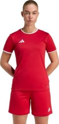 Koszulka damska adidas Entrada 26 Jersey czerwona JZ2490 XS. Czerwone t-shirty damskie Adidas, xs, bez wzorów, z jersey, bez kołnierzyka. Za 86.34 zł.