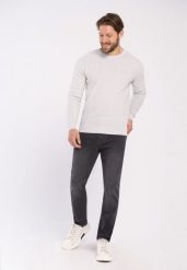 Bawełniany sweter S-ANTON. Szare swetry przez głowę męskie Volcano, m, bez wzorów, z bawełny, bez kołnierzyka. Za 149.99 zł.