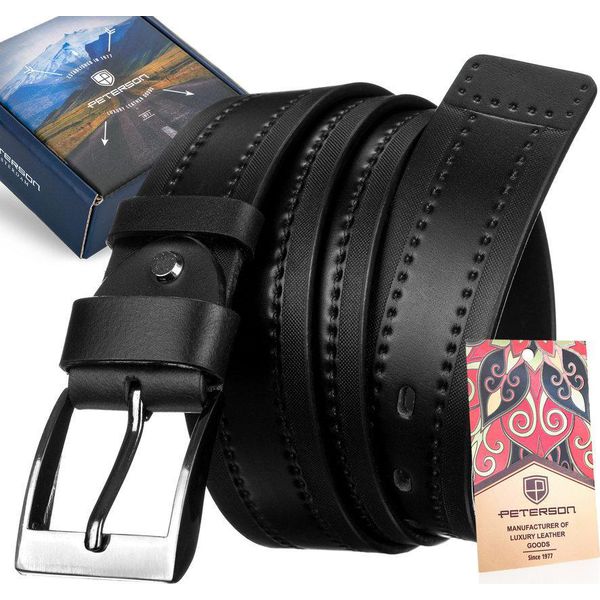 Peterson Szeroki skórzany pasek męski z ozdobną perforacją Peterson 105. Paski damskie Peterson, bez wzorów. Za 113.92 zł.