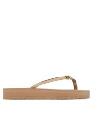Tommy Hilfiger Japonki Elevated Chic Beach Sandal FW0FW08523 Beżowy. Brązowe klapki damskie Tommy Hilfiger, bez wzorów, ze skóry, bez obcasa. Za 109.99 zł.