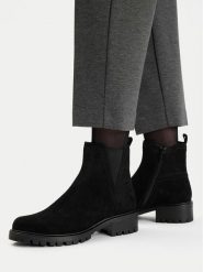Lasocki Sztyblety WI16-D-466-02 Czarny. Czarne botki damskie Lasocki, ze skóry, bez obcasa, na płaskiej podeszwie, bez zapięcia. Za 249.99 zł.