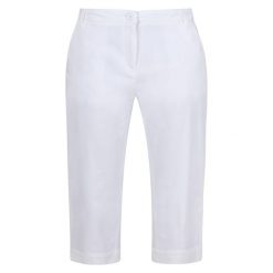 Spodnie Damskie Bayletta Capri. Białe spodnie sportowe damskie Regatta, s, bez wzorów, trekkingowe. Za 152.99 zł.