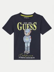 Guess T-Shirt L5RI17 K8HM4 Granatowy Regular Fit. Niebieskie t-shirty dla chłopców Guess, z aplikacjami, z bawełny, bez ramiączek. Za 115.00 zł.