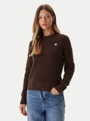 Guess Jeans Sweter W4BR08 Z3HM1 Brązowy Regular Fit. Brązowe swetry damskie Guess Jeans, m, z aplikacjami, z bawełny, bez kołnierzyka, bez ramiączek, bez kaptura. Za 349.99 zł.
