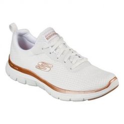 Buty do chodzenia damskie Skechers 12615WTRG. Białe obuwie sportowe damskie Skechers, bez wzorów, z materiału, trekkingowe, Skechers Sport. Za 279.99 zł.