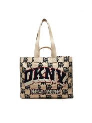 DKNY Torebka Heart Of Ny Large Tote R41AYF01 Beżowy. Brązowe torebki do ręki damskie DKNY, bez wzorów, z materiału, bez dodatków. Za 769.99 zł.