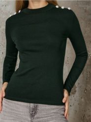 Bluzka z ozdobnymi perłami - ciemny turkus. Bluzki damskie Sinsay, l, bez wzorów, bez kołnierzyka, bez ramiączek. Za 25.99 zł.