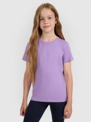 4F T-shirt regular gładki dziewczęcy - fioletowa 152 (11-12 lat). Fioletowe t-shirty i topy dla dziewczynek 4f, bez wzorów, z bawełny, bez ramiączek. Za 29.99 zł.