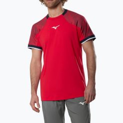 Koszulka męska Mizuno Stargazer Shadow Tee. Czerwone koszulki sportowe męskie Mizuno, m, bez wzorów, z elastanu, bez kołnierzyka, bez ramiączek, na fitness i siłownię. Za 189.99 zł.