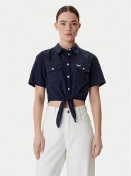 Guess Jeans Koszula W6GHA3 WO331 Granatowy Regular Fit. Niebieskie bluzki damskie Guess Jeans, xl, z aplikacjami, z bawełny, bez kołnierzyka, bez ramiączek. Za 379.99 zł.