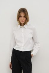 KOSZULA PARIS BIAŁA XS - Flawless. Białe koszule damskie Flawless, xs, bez wzorów, z bawełny, eleganckie, bez kołnierzyka, bez ramiączek. Za 254.15 zł.