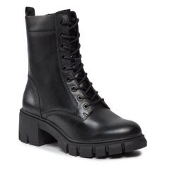 Botki Tamaris. Czarne botki damskie Tamaris, bez obcasa, na słupku, bez zapięcia. Za 379.99 zł.