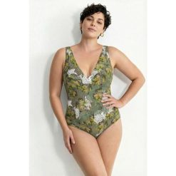 Damskie Strój kąpielowy dżungla miękkie miseczki ozdobna klamra. Zielone kostiumy jednoczęściowe damskie Ulla Popken, plus size, bez wzorów, z elastanu, sportowe, plus size. Za 239.99 zł.