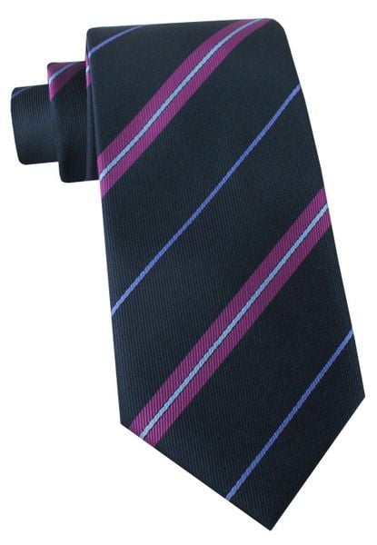 Klasyczny Krawat Klubowy - Alties - Granat w Prążek. Niebieskie krawaty i muchy Alties, bez wzorów, z tkaniny, eleganckie. Za 55.00 zł.