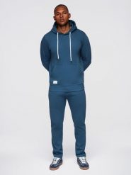 Komplet dresowy męski set bluza z kapturem + spodnie regular fit - ciemnoniebieski V4 - Rozmiar: XL. Niebieskie bluzy męskie Ombre Clothing, m, z aplikacjami, z bawełny, trekkingowe. Za 339.99 zł.