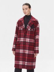 Tommy Hilfiger Płaszcz wełniany Imd Tartan WW0WW39761 Czerwony Relaxed Fit. Czerwone płaszcze damskie Tommy Hilfiger, na zimę, bez wzorów, z syntetyku, bez kaptura. Za 2,089.00 zł.