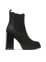 ONLY Botki 15304858 Czarny. Czarne botki damskie Only, ze skóry, bez obcasa, na słupku, bez zapięcia. Za 299.99 zł.