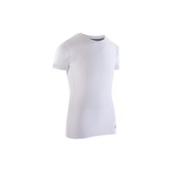 Koszulka krótki rękaw do tańca dla chłopców biała. Białe t-shirty dla chłopców DOMYOS, bez wzorów, z bawełny, bez ramiączek. Za 44.99 zł.