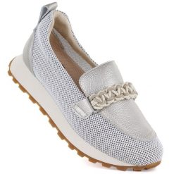 Skórzane półbuty damskie sportowe lordsy złote Cambell 19392. Żółte półbuty damskie Cambell, w ażurowe wzory, ze skóry, sportowe, bez obcasa, bez zapięcia. Za 199.99 zł.