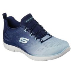 Buty Skechers Summits Bright Charmer 149536-NVY niebieskie. Niebieskie obuwie sportowe damskie bez wzorów, z dzianiny. Za 408.30 zł.