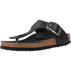 Damskie sandały anatomicznie ukształtowana wkładka cork-latex GIZEH. Czarne sandały damskie Birkenstock, bez wzorów, z materiału, bez obcasa, bez zapięcia. Za 680.00 zł.