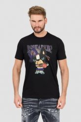 DSQUARED2 Czarny t-shirt Cool Fit Tee. Czarne t-shirty męskie Dsquared2, l, bez wzorów, bez kołnierzyka. W wyprzedaży za 799.99 zł.