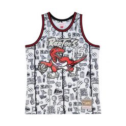 Jersey Toronto Raptors Doodle Swingman Vince Carter 1998-99. Białe koszulki sportowe męskie Mitchell & Ness, bez wzorów, z jersey, bez kołnierzyka, bez ramiączek, do koszykówki. Za 636.50 zł.